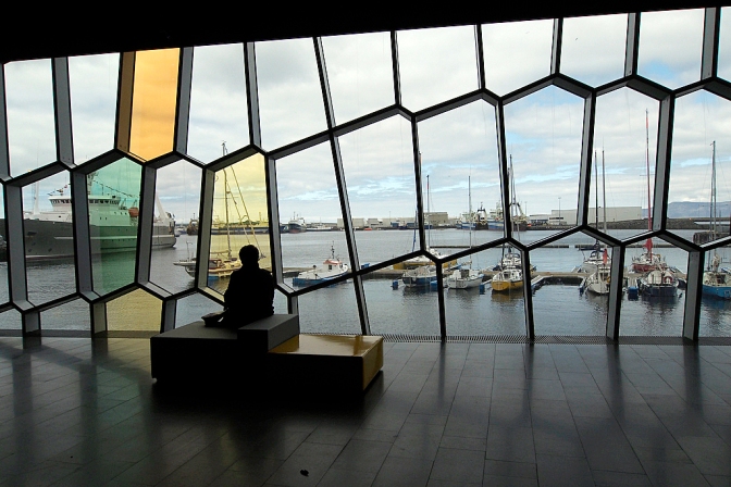 The harbour view from inside Harpa