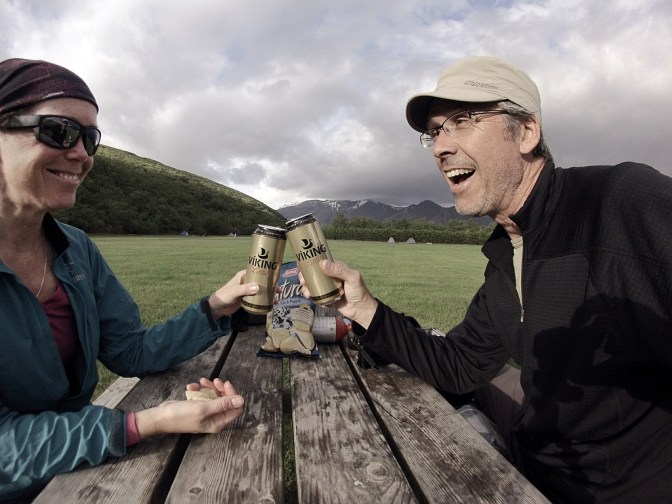 Celebrating our arrival at sunny Skaftafell