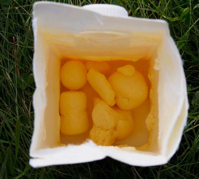 After 60 KM on gravel inside a panie, whip cream looks like this: butter. We used it for cooking