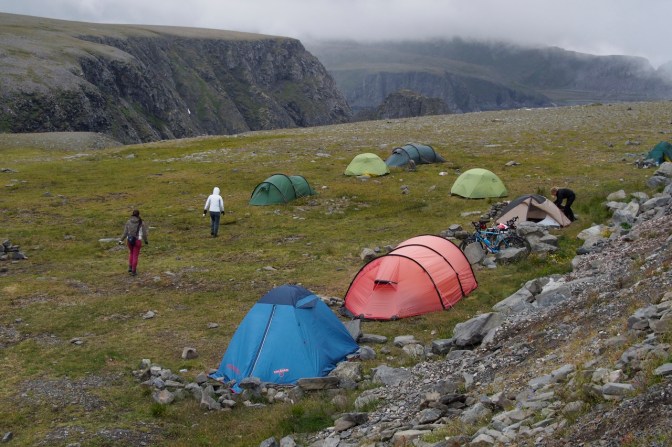 A small tent camp of those of us crazy enough to camp at this inhospitable place.