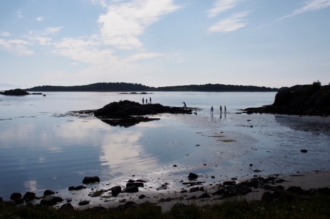 Local kids swimming at our beach camp just outside Melbu.