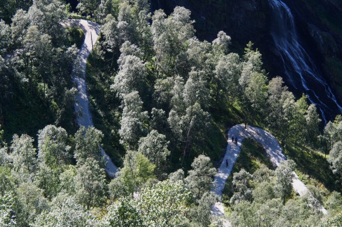 The hairpins below Myrdal. A scary ride on gravel.