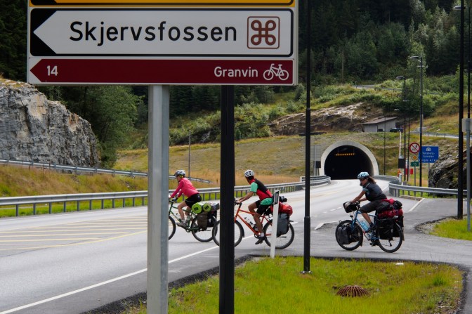 Following the bike route to circumvent a tunnel.
