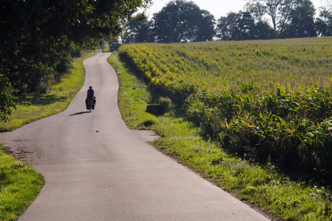 Cycling along a country road in northern Germany south of Rostock.