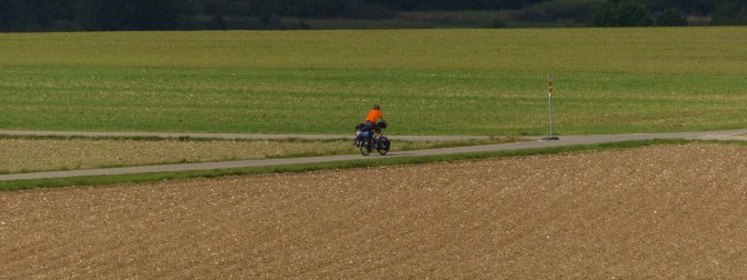 Paul riding through the Swabian countryside.
