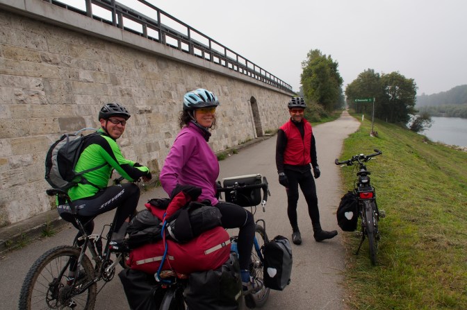 Jan with Thomas and Tom along the Rhine on our way to Basel.