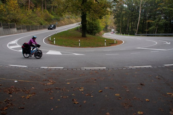 Jan negotiating one of the hairpins on the way to Auer.