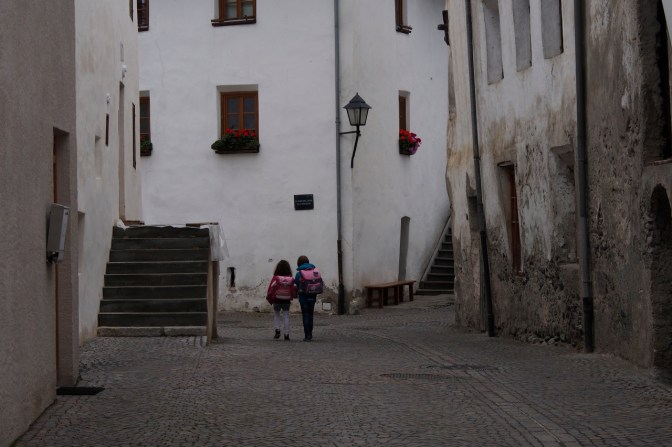 Walking home from school.