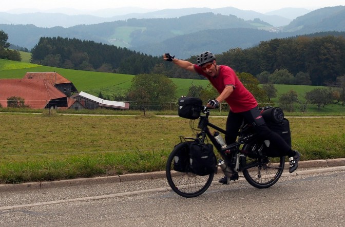 SuperTom crossing the Black Forest.