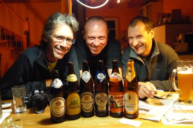 Paul, Thomas and Tom with some of the sampled weiß bier.