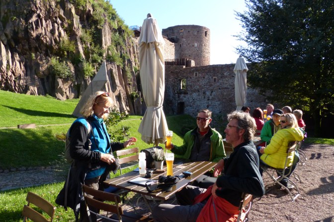 Having a beer at the Messner Mountain Museum.