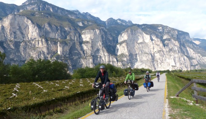 Riding south from Bolzano along the Adige River.