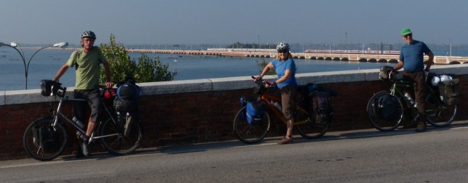 Paul, Ivona and Gary on Ponte della Libertà going into Venice.