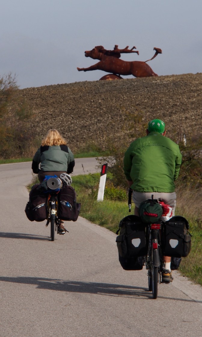 Ivona and Gary approaching the cow jumped over the moon.