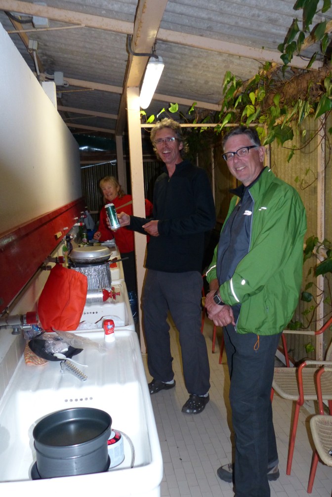 Cooking in the washroom at the campsite near Urbino.