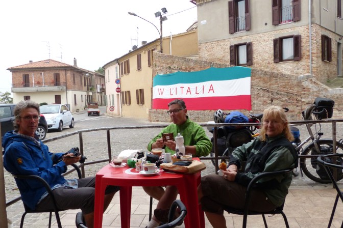 Having coffee in Colbordolo.