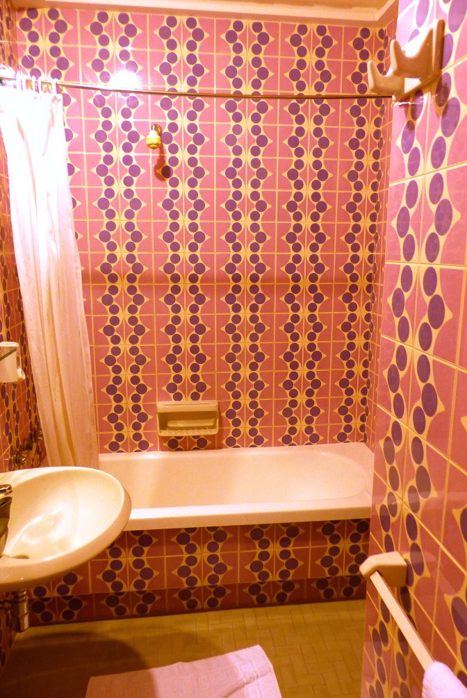 The amazing tile work in our bathroom in the Pesaro hotel.