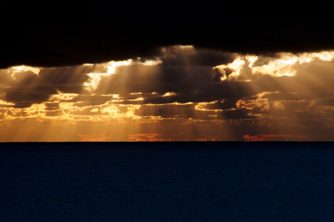The sunset over the Ionian Sea from our room in Himarë.