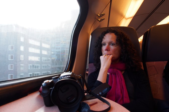 A contemplative moment on the train to Amsterdam.