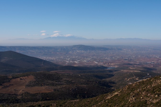 View with Mt. Olympus from the road near Peristera.