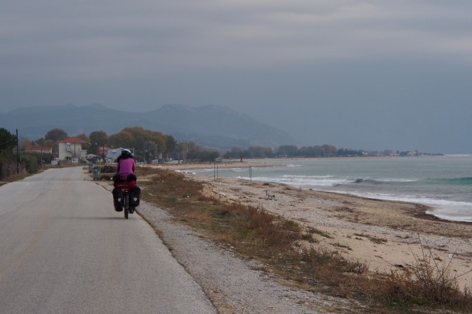 Along the beach heading toward Kavala.