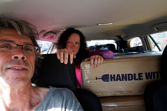 Stuffed into a taxi from Seeb International Airport to Muscat.