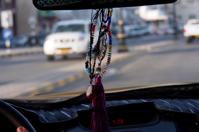 Decoration in the taxi.