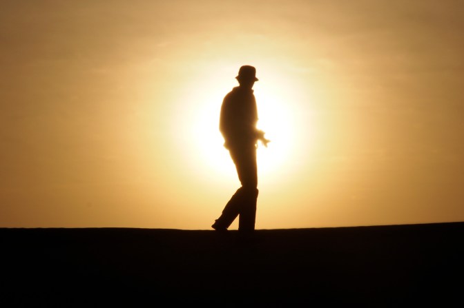 Jan at sunset at Wahiba Sands.