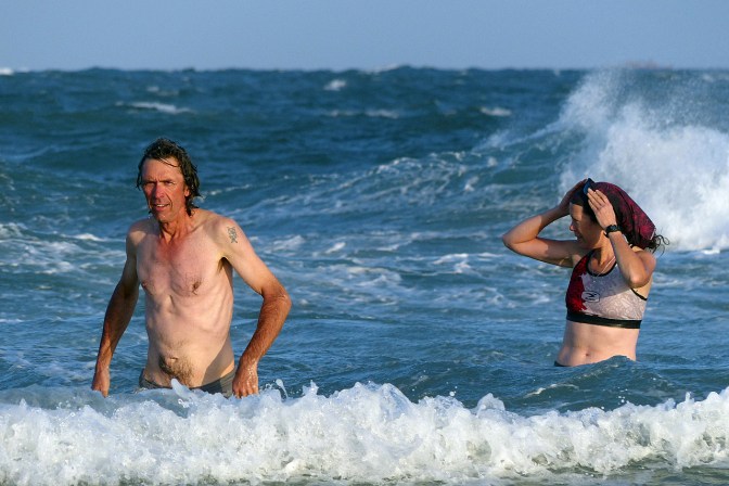 Playing in the surf in the Gulf of Oman at Asilah.