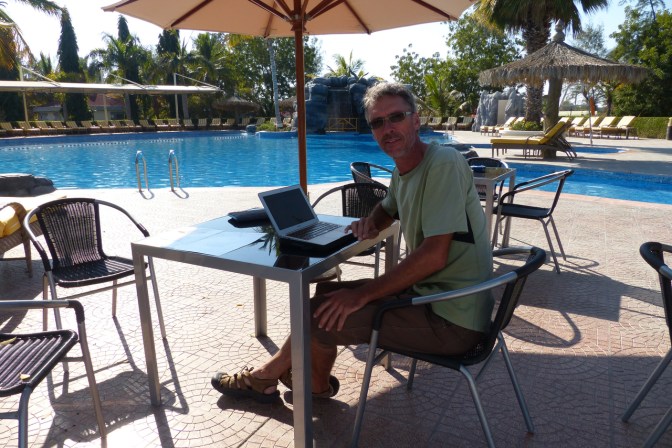 Blogging pool-side at Al Nahda Resort.