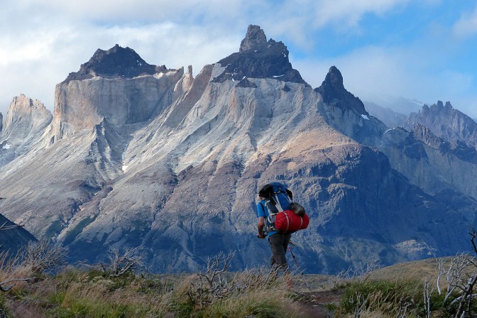 Paul cresting a hill on the hike to Paine Grande.