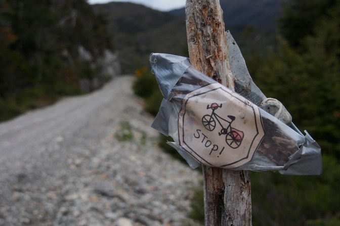 Refugio de Ciclista sign along the road.