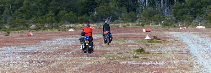 Riding the airstrip on the way down to Lago O'Higgins.