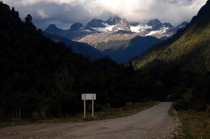 A side road off the Carretera Austral with a view of Cerro Barros Arena. We camped just off the road here.