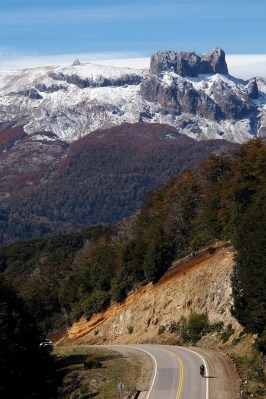 Frank descending a slope along the 7 Lakes Route to San Martin De Los Andes.