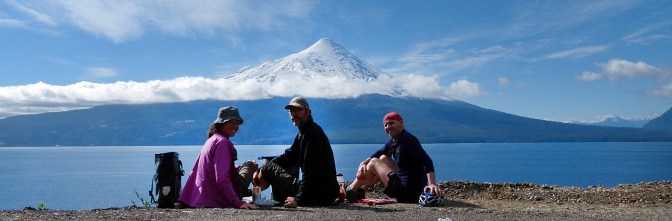 Lunch along Lago Llanquihue looking at Osorno Volcano.