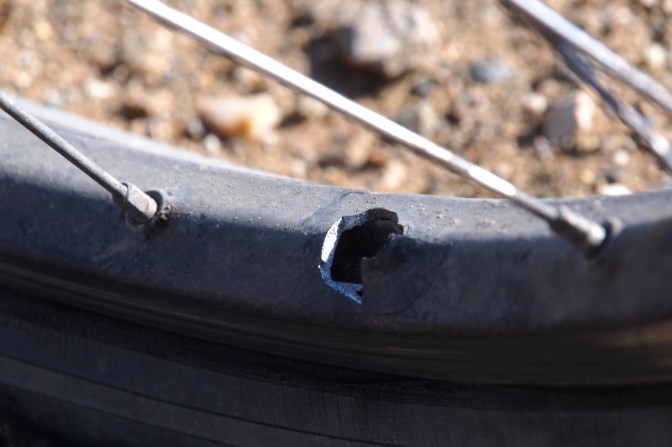 Paul's rear wheel blew out on the second day out of Huasco.