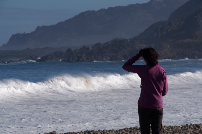 Contemplating a swim at Los Hornos.