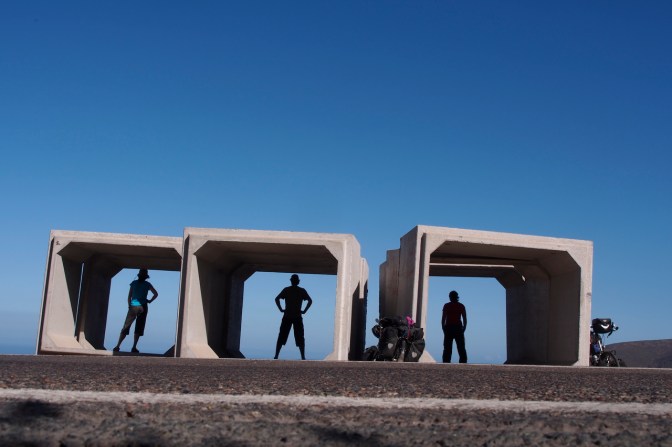 Squaring up the view near the top of the pass above Los Hornos.