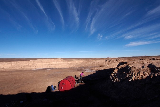 Our camp in the pit.