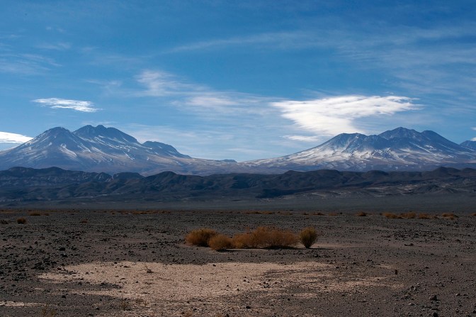 Volcanos along the road north to San Pedro De Atacama.