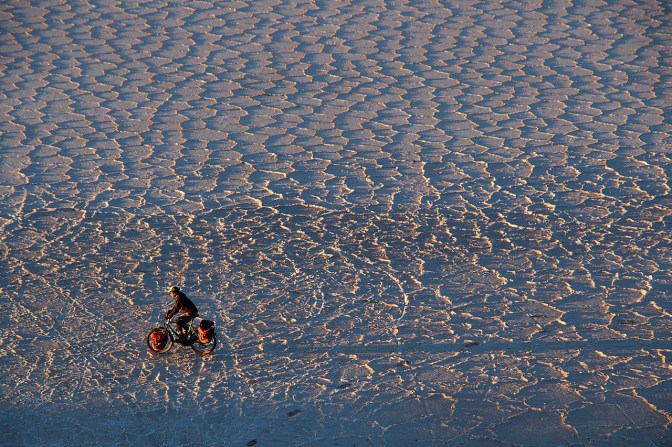 Nicholas on Salar de Uyuni at sunset