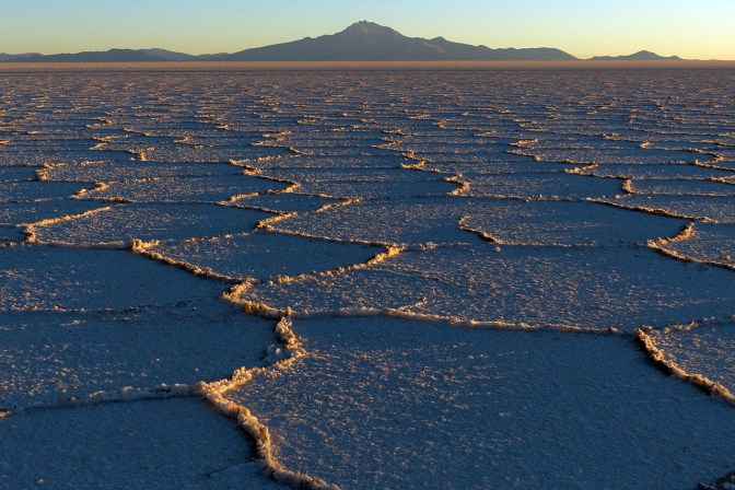 Solstice sunrise on Salar de Uyuni.