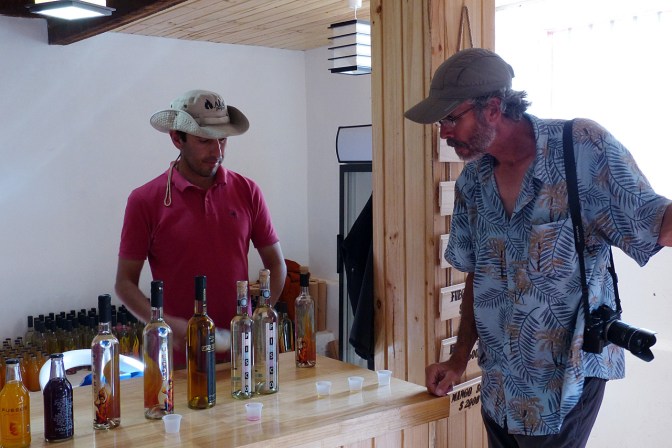 Tasting the Pisco at Aba Pisquera.