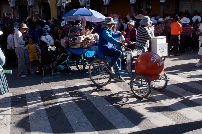 Ice cream vendor in Cochabamba protest.