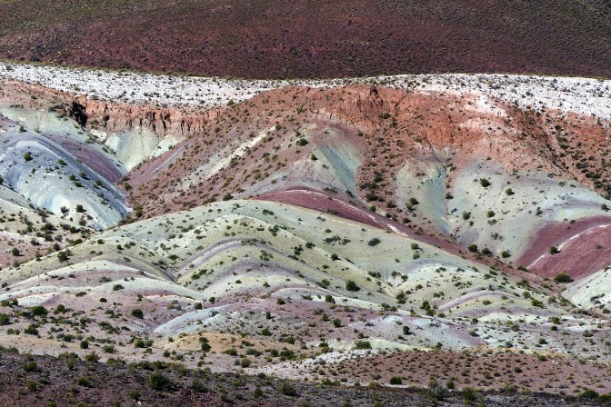 Multi-coloured mountains near Tica Tica.