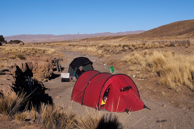 Creek bed camp near Ajoya, a small town on the highway to La Paz.