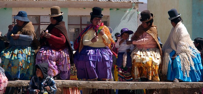 Sharply dressed women at an independence day festival in a small town south of El Alto.