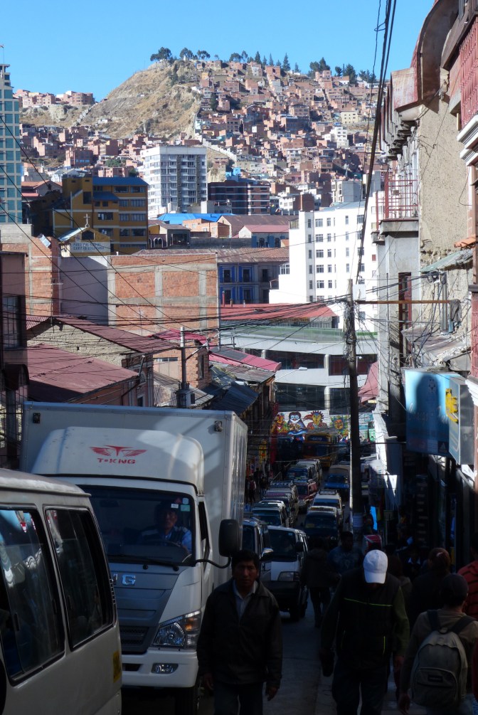 Traffic-choked streets in La Paz.