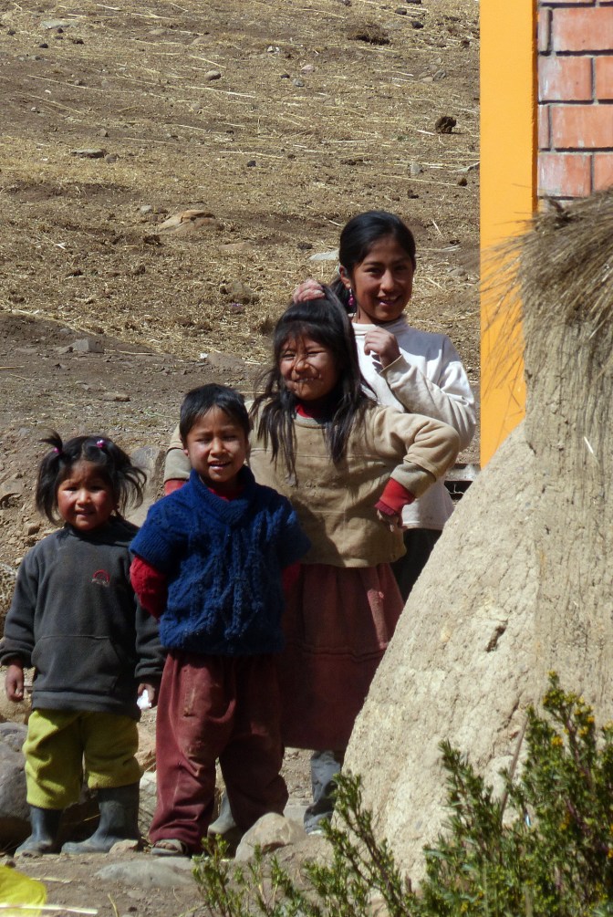 Curious but shy kids in Santa Rosa.